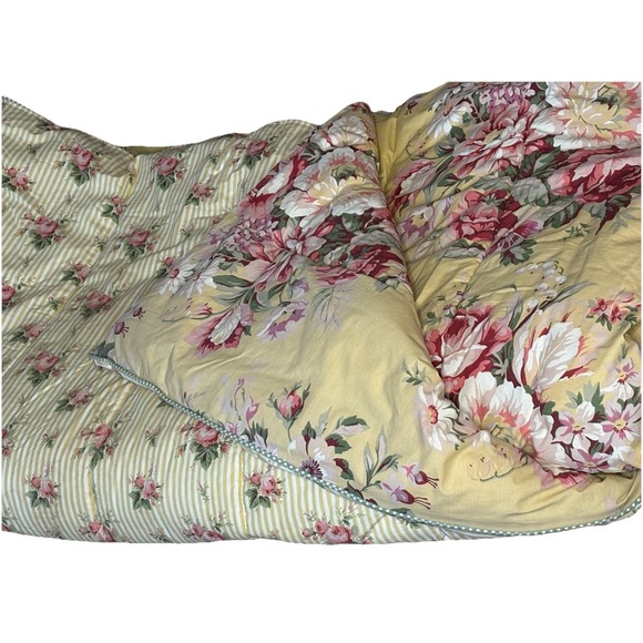 Vtg Ralph Lauren SOPHIE BROOKE Floral Full Queen Comforter Yellow USA Cottage - Picture 2 of 12